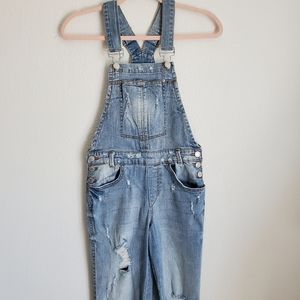 Almost Famous Premium  Distressed Overalls Sz 0
